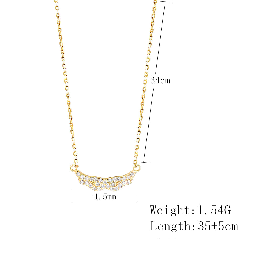 Cubic Zirconia Angel Wings Pendant Necklace