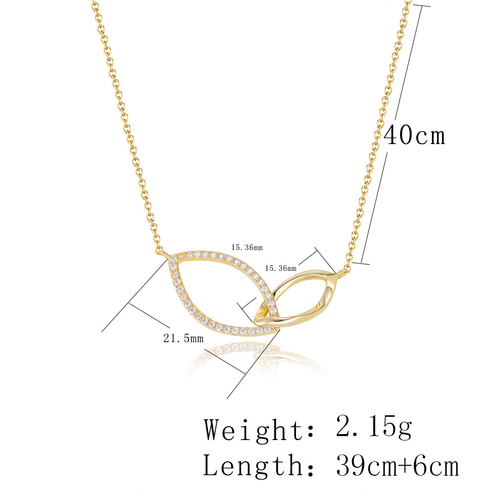 Trendy Cubic Zircon Geometric Couple Pendant Necklace Jewelry