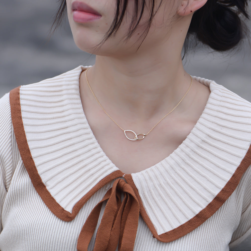 Trendy Cubic Zircon Geometric Couple Pendant Necklace Jewelry