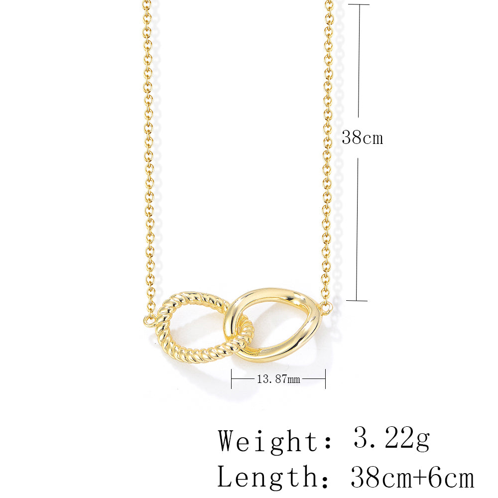Double oval Love Knot Pendant Necklace