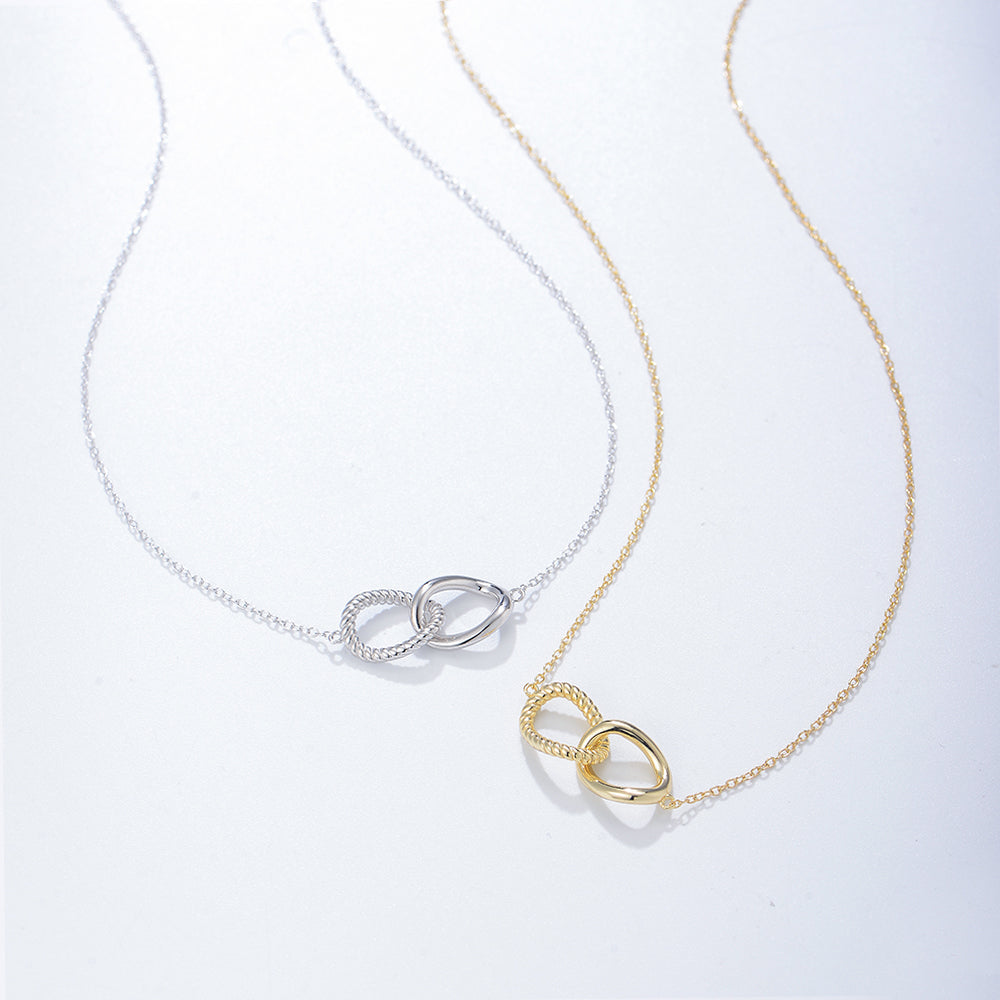 Double oval Love Knot Pendant Necklace