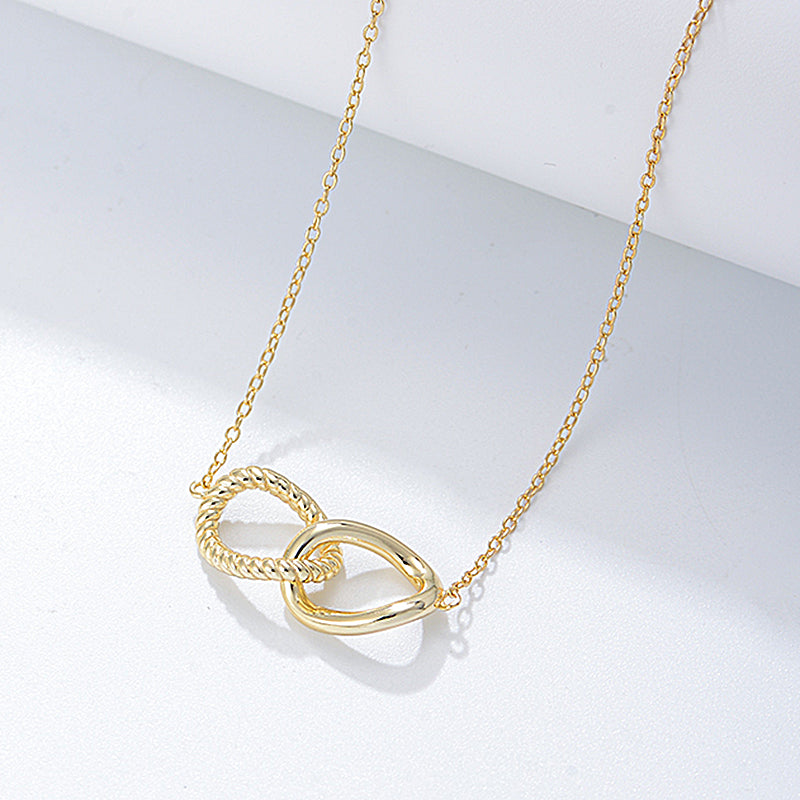 Double oval Love Knot Pendant Necklace