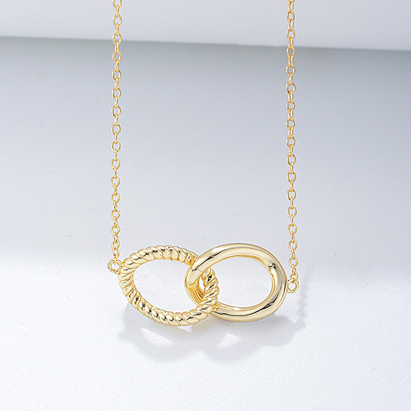 Double oval Love Knot Pendant Necklace