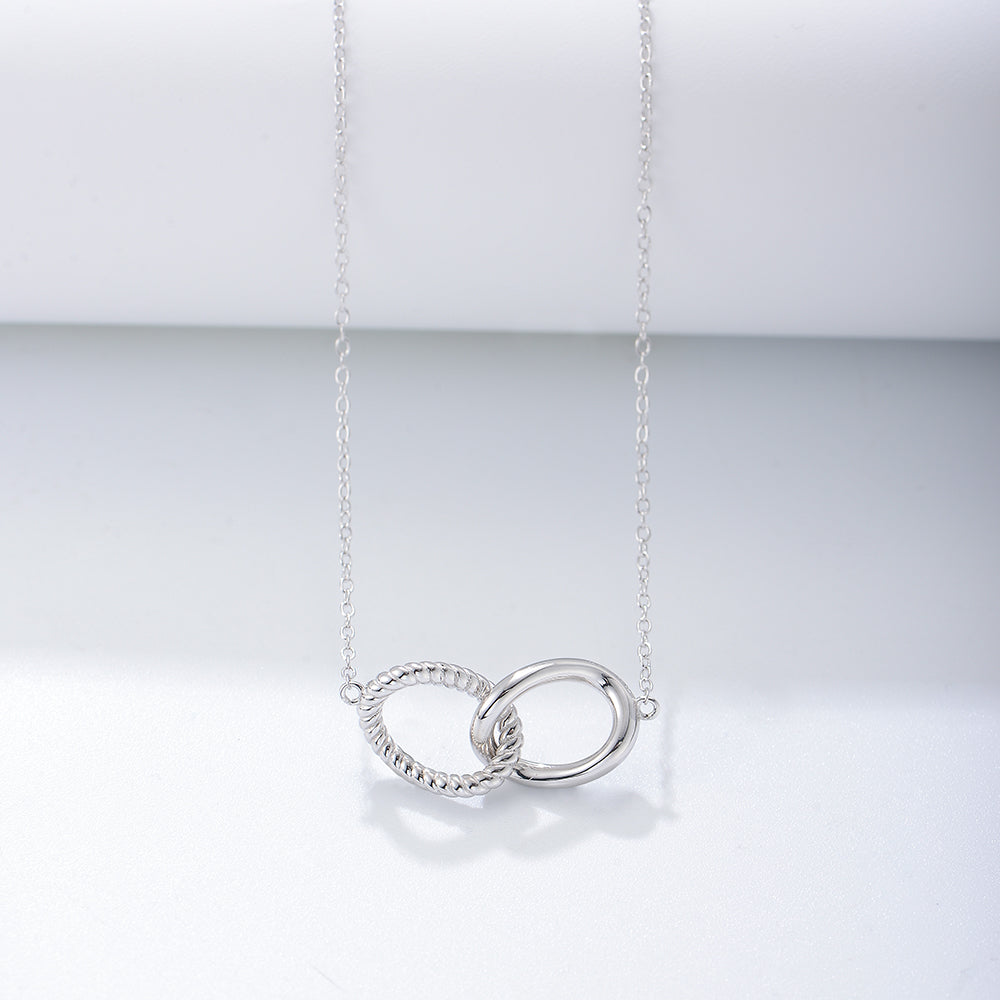 Double oval Love Knot Pendant Necklace