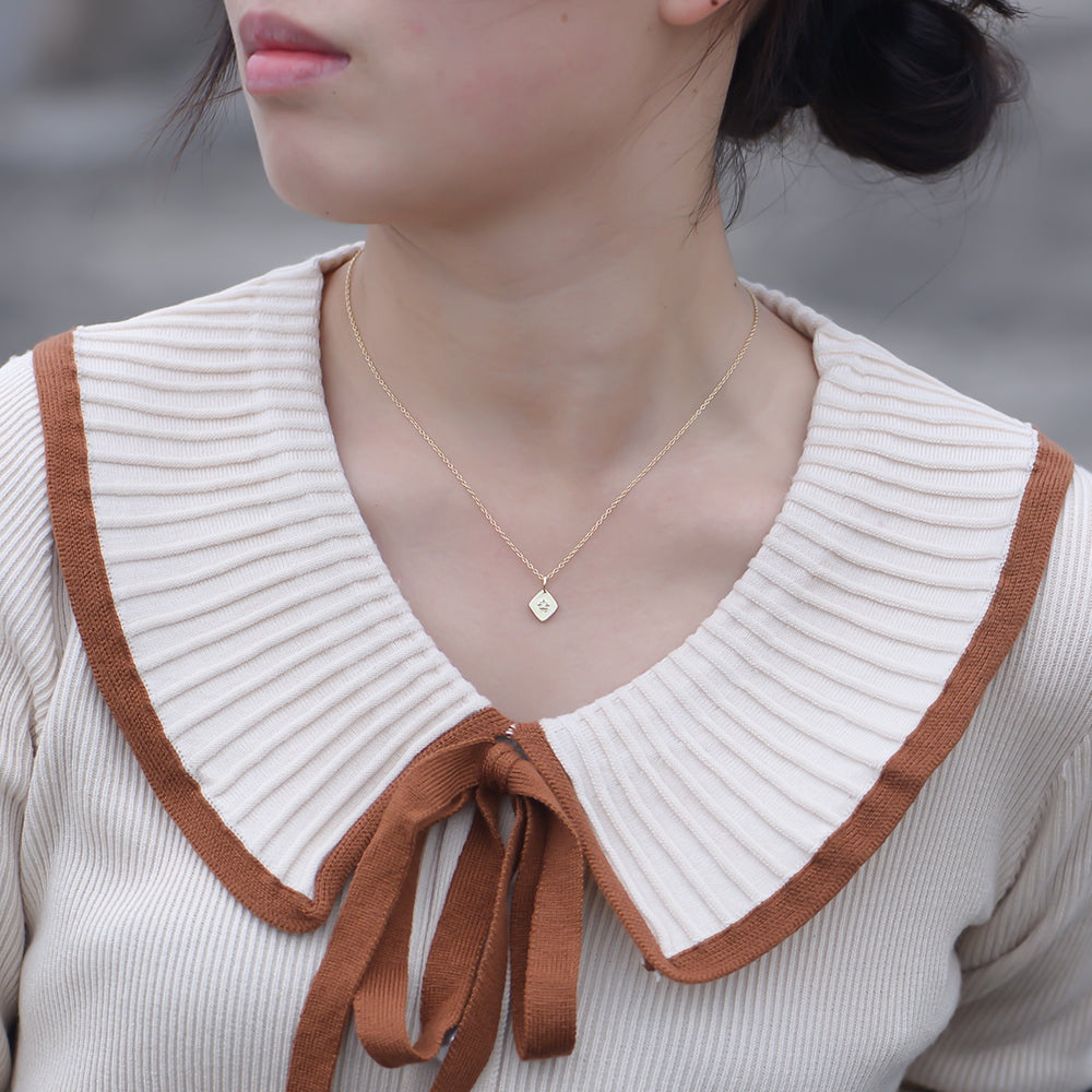Simple Cubic Zircon Geometric Rhombus Charms Necklace