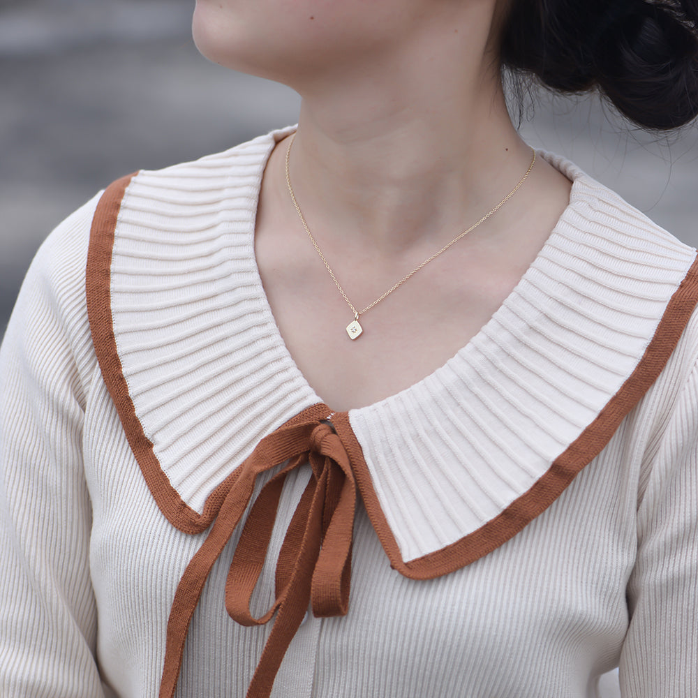 Simple Cubic Zircon Geometric Rhombus Charms Necklace