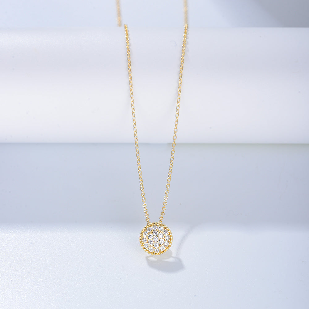 Fashion Jewllery  Pave Zirconia Round Pendant Necklace