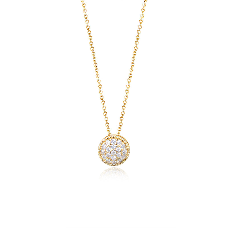 Fashion Jewllery  Pave Zirconia Round Pendant Necklace
