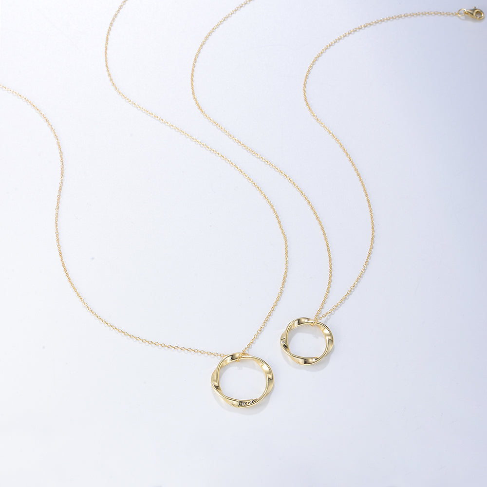 Trendy Twisted Lobster Clasp Circle Hollow Gold Plating Engraving Forever Love Necklace Jewelry