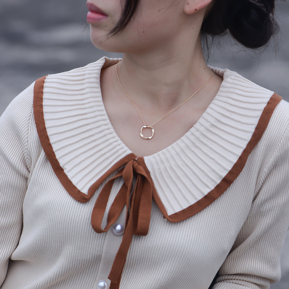 Trendy Twisted Lobster Clasp Circle Hollow Gold Plating Engraving Forever Love Necklace Jewelry