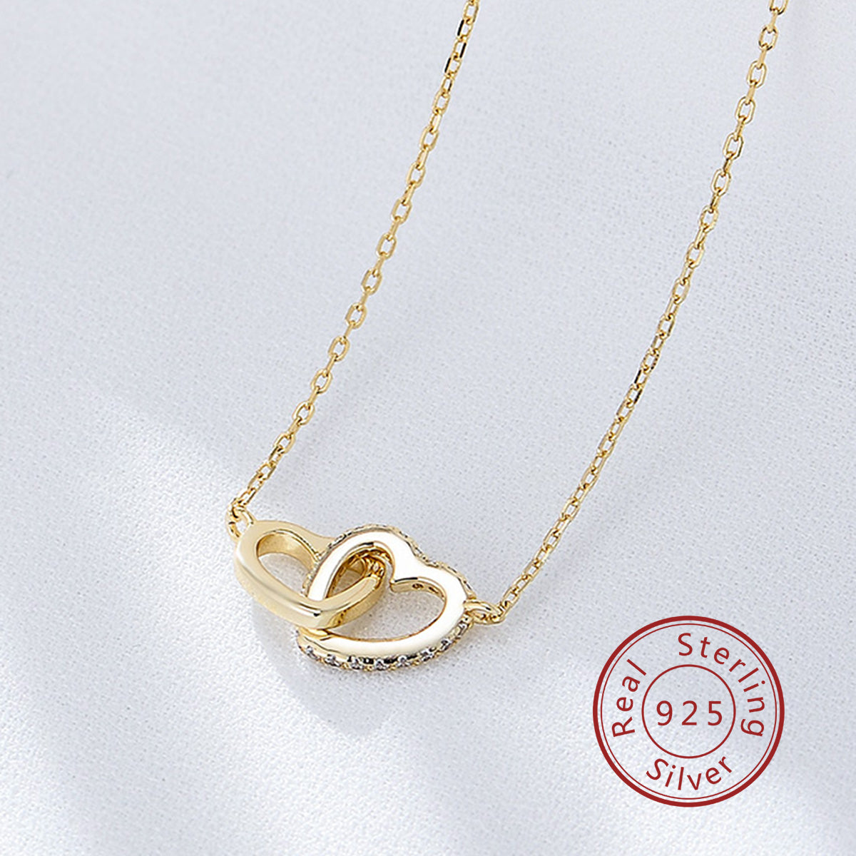 Couple Double Heart Pendant Necklace