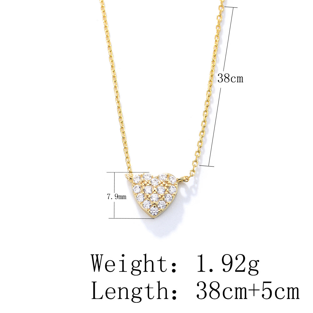 Delicate  Zirconia Diamond Heart Pendant Necklace