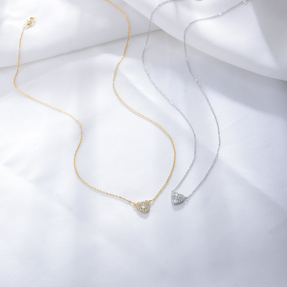 Delicate  Zirconia Diamond Heart Pendant Necklace