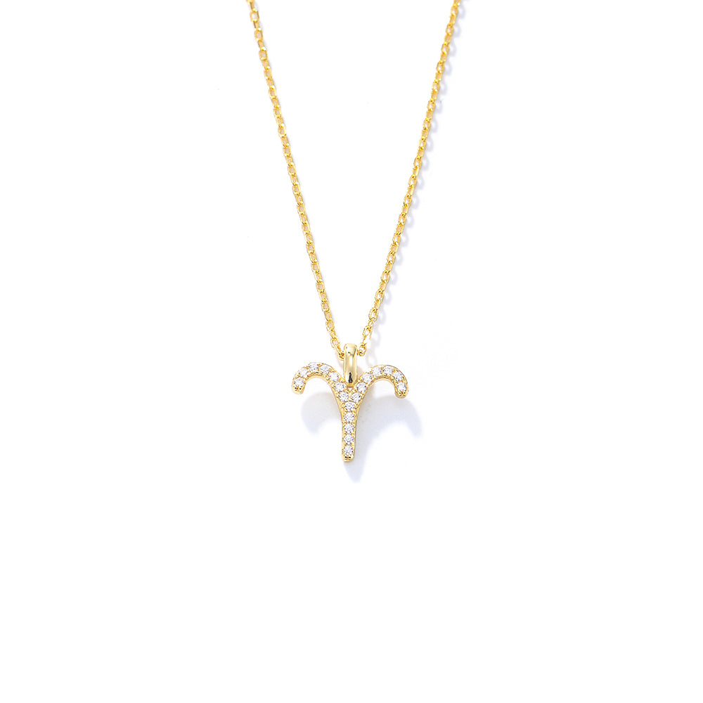 Simple CZ Twelve Constellation Pendant Necklace