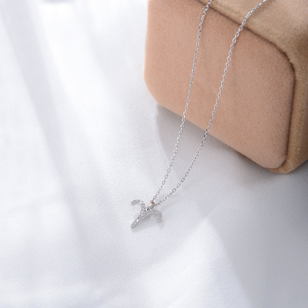 Simple CZ Twelve Constellation Pendant Necklace