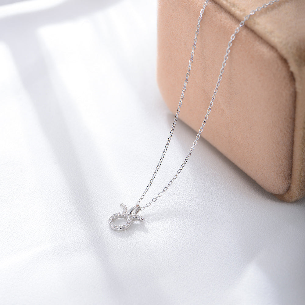 Simple CZ Twelve Constellation Pendant Necklace