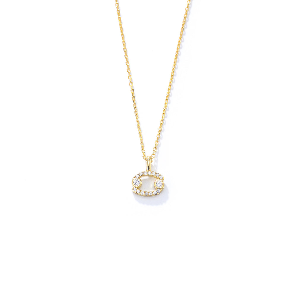 Simple CZ Twelve Constellation Pendant Necklace
