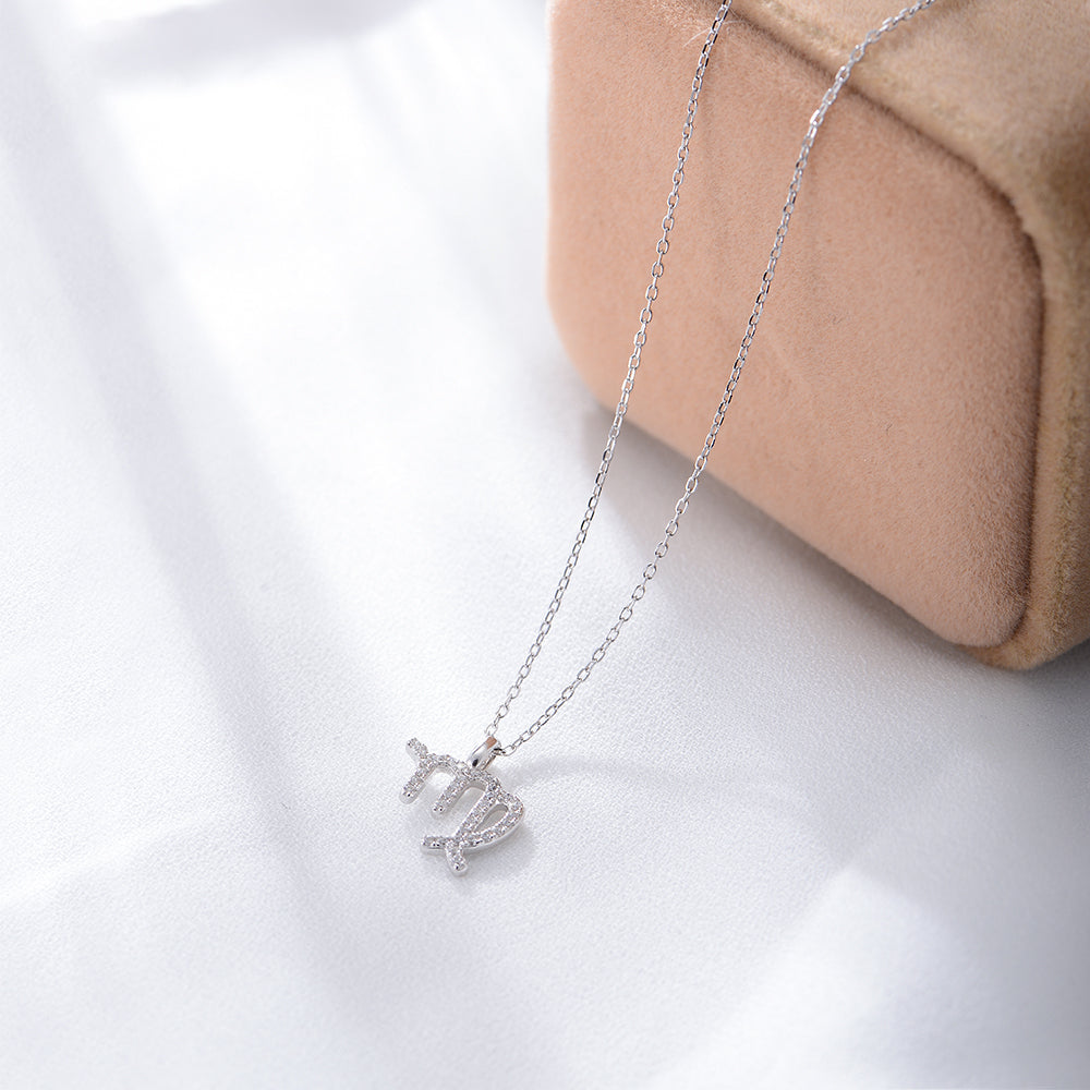 Simple CZ Twelve Constellation Pendant Necklace