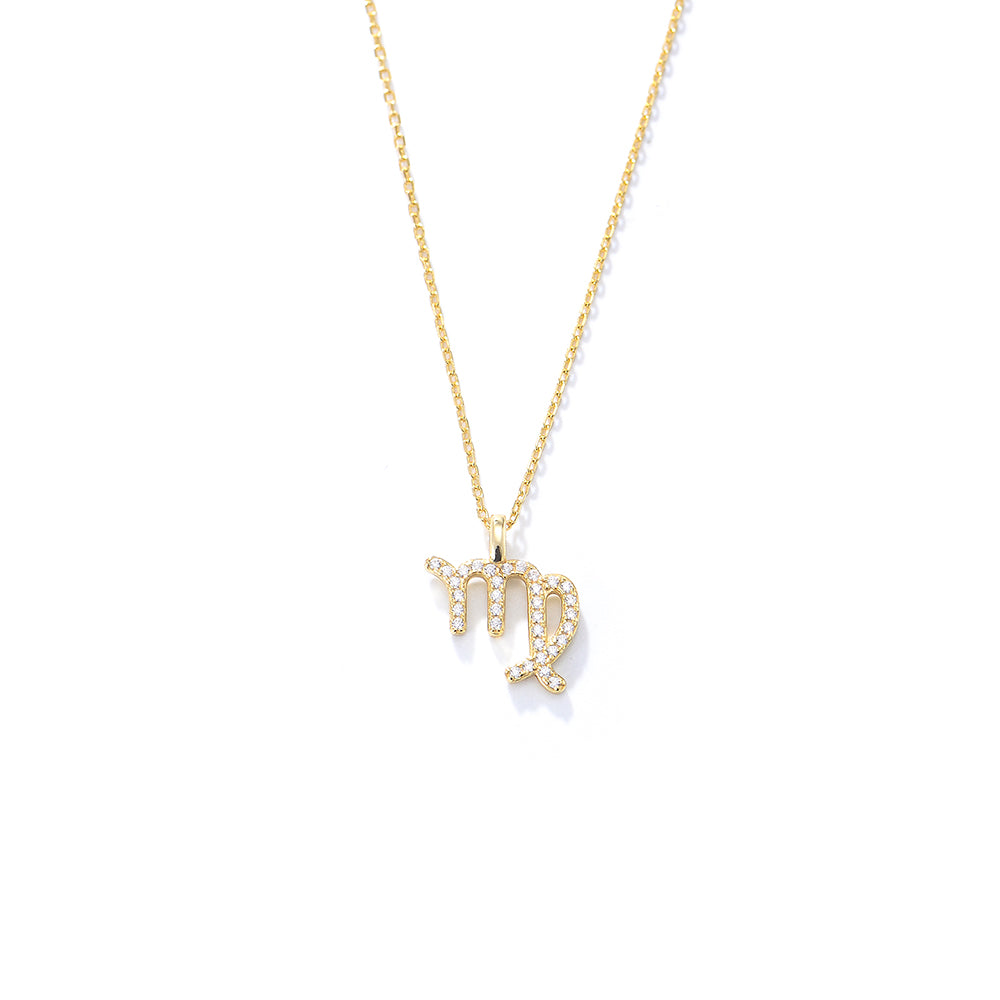 Simple CZ Twelve Constellation Pendant Necklace