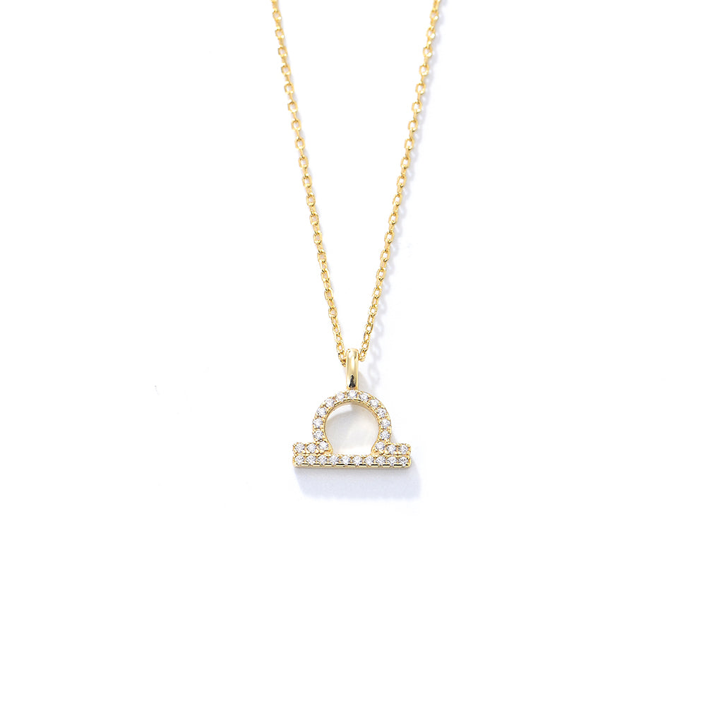 Simple CZ Twelve Constellation Pendant Necklace