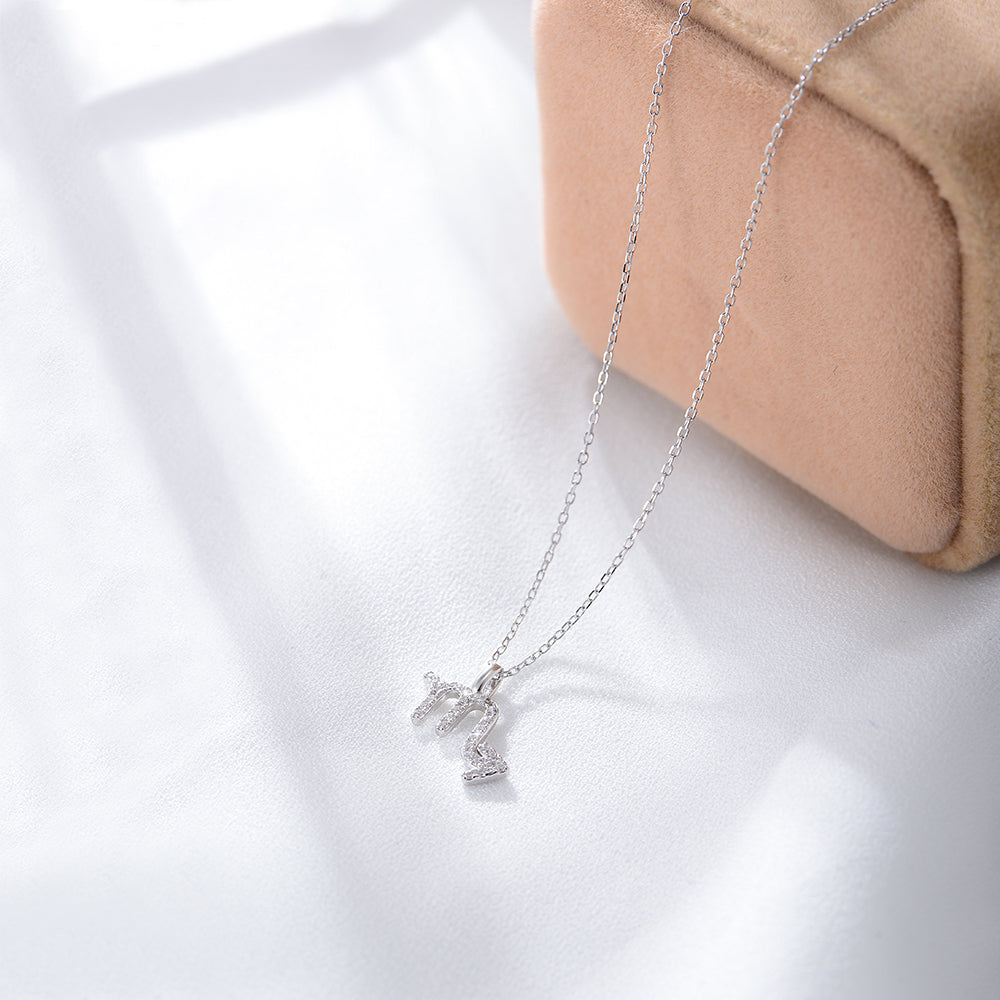 Simple CZ Twelve Constellation Pendant Necklace