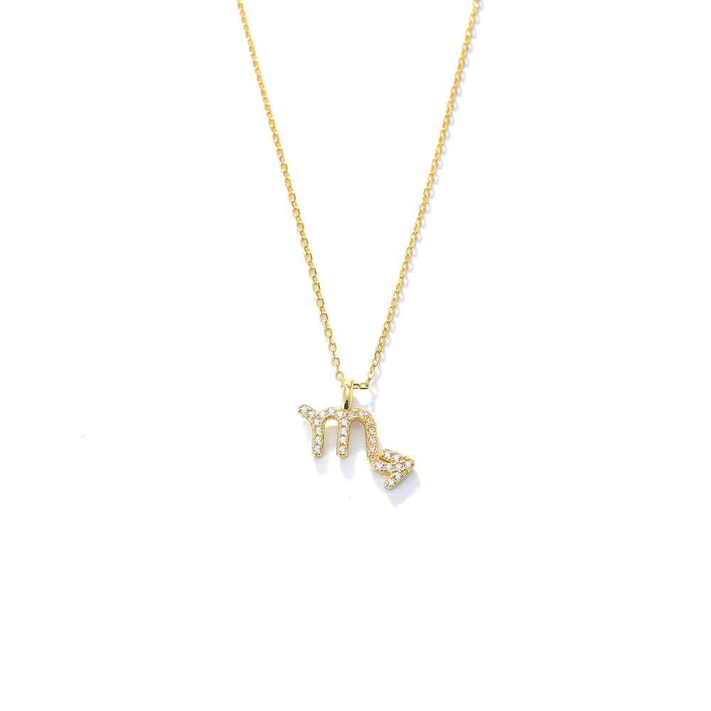 Simple CZ Twelve Constellation Pendant Necklace