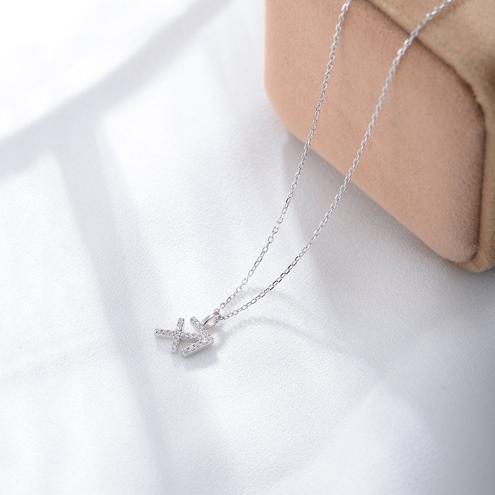 Simple CZ Twelve Constellation Pendant Necklace