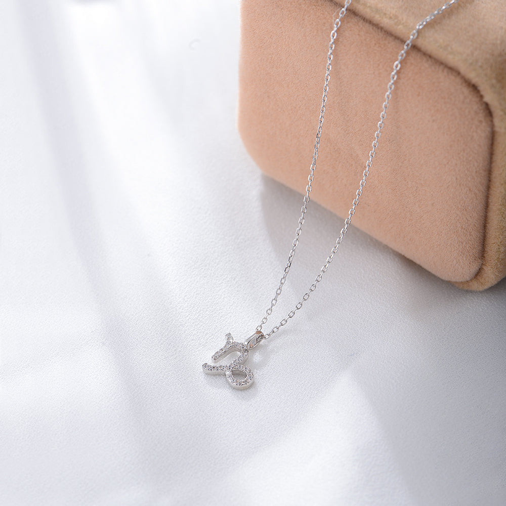 Simple CZ Twelve Constellation Pendant Necklace
