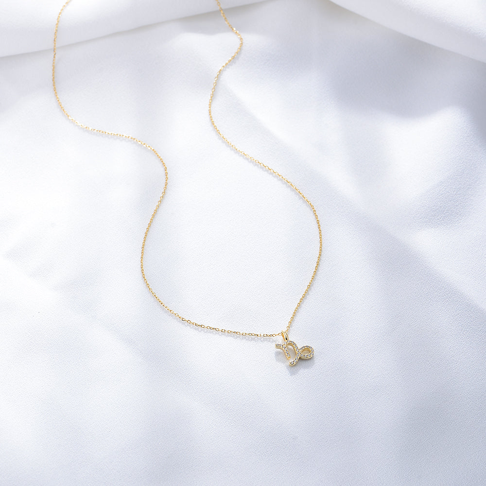 Simple CZ Twelve Constellation Pendant Necklace