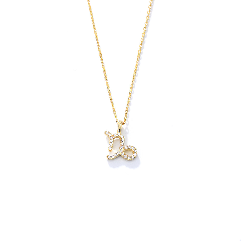 Simple CZ Twelve Constellation Pendant Necklace