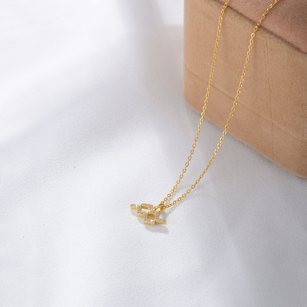 Simple CZ Twelve Constellation Pendant Necklace