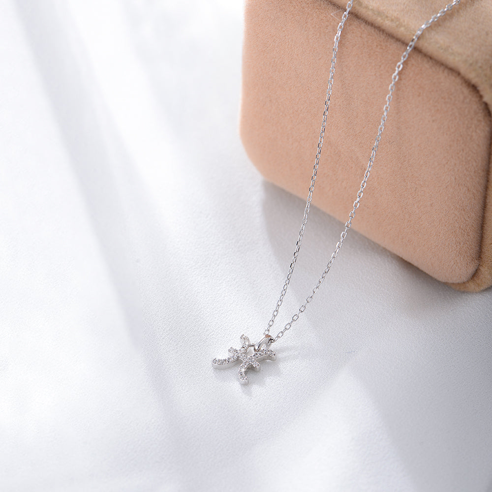 Simple CZ Twelve Constellation Pendant Necklace