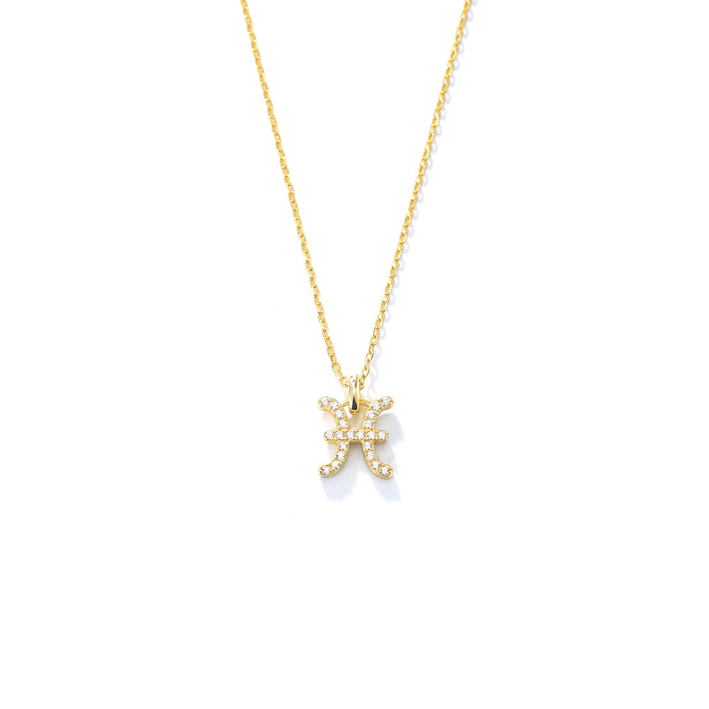 Simple CZ Twelve Constellation Pendant Necklace