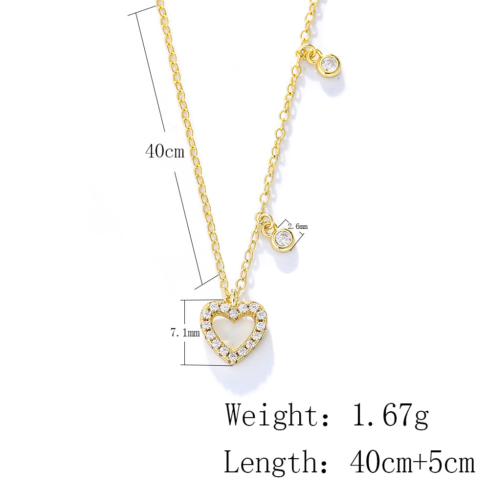Fashion CZ Zircon Heart Lovers Pendant Necklace Jewelry