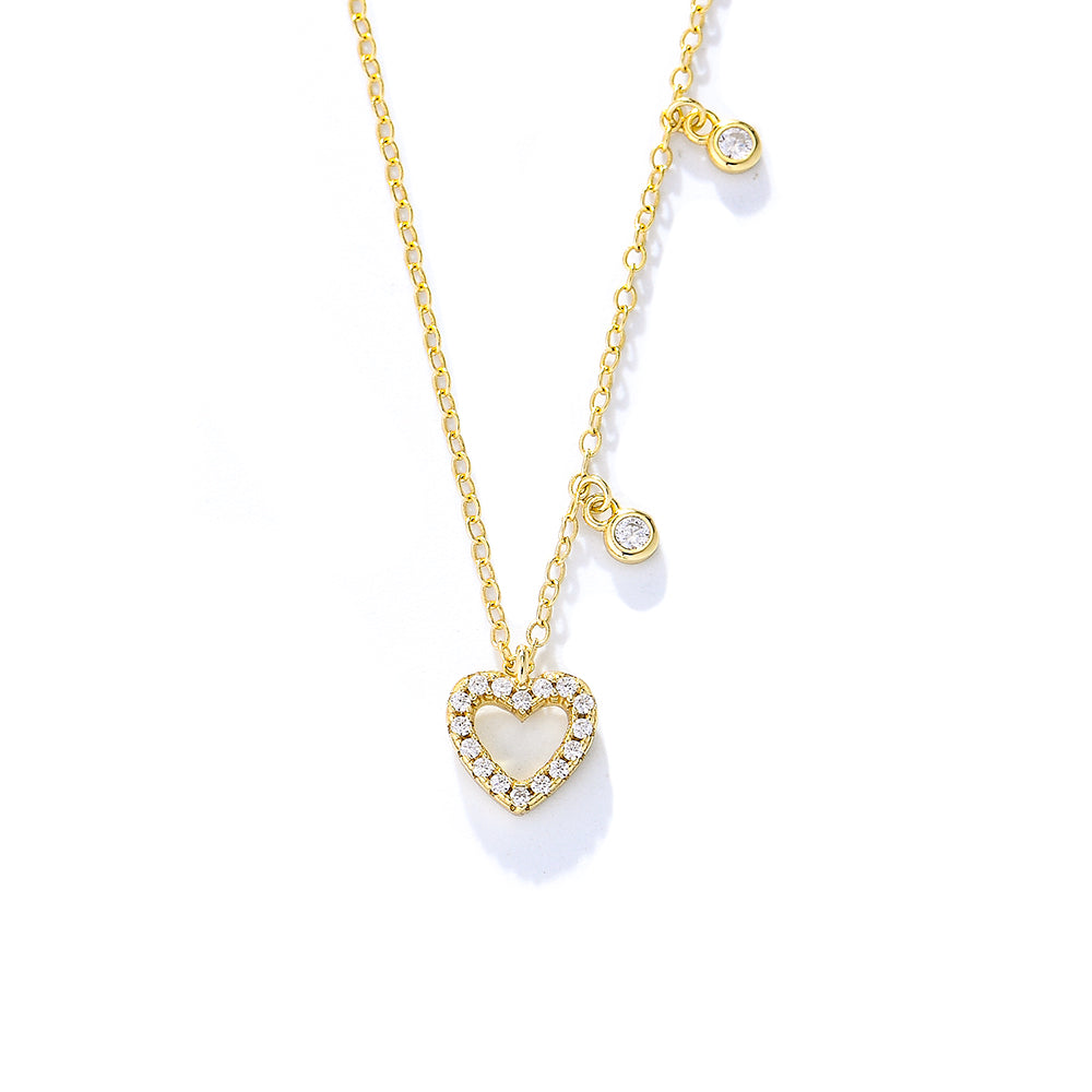 Fashion CZ Zircon Heart Lovers Pendant Necklace Jewelry