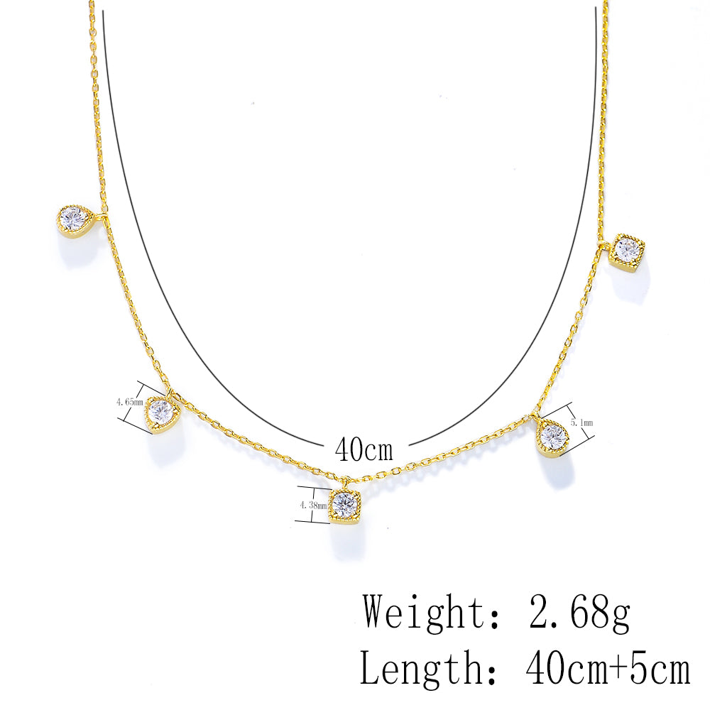 Tiny Multi-Charms Choker Geometric Zircon Necklace