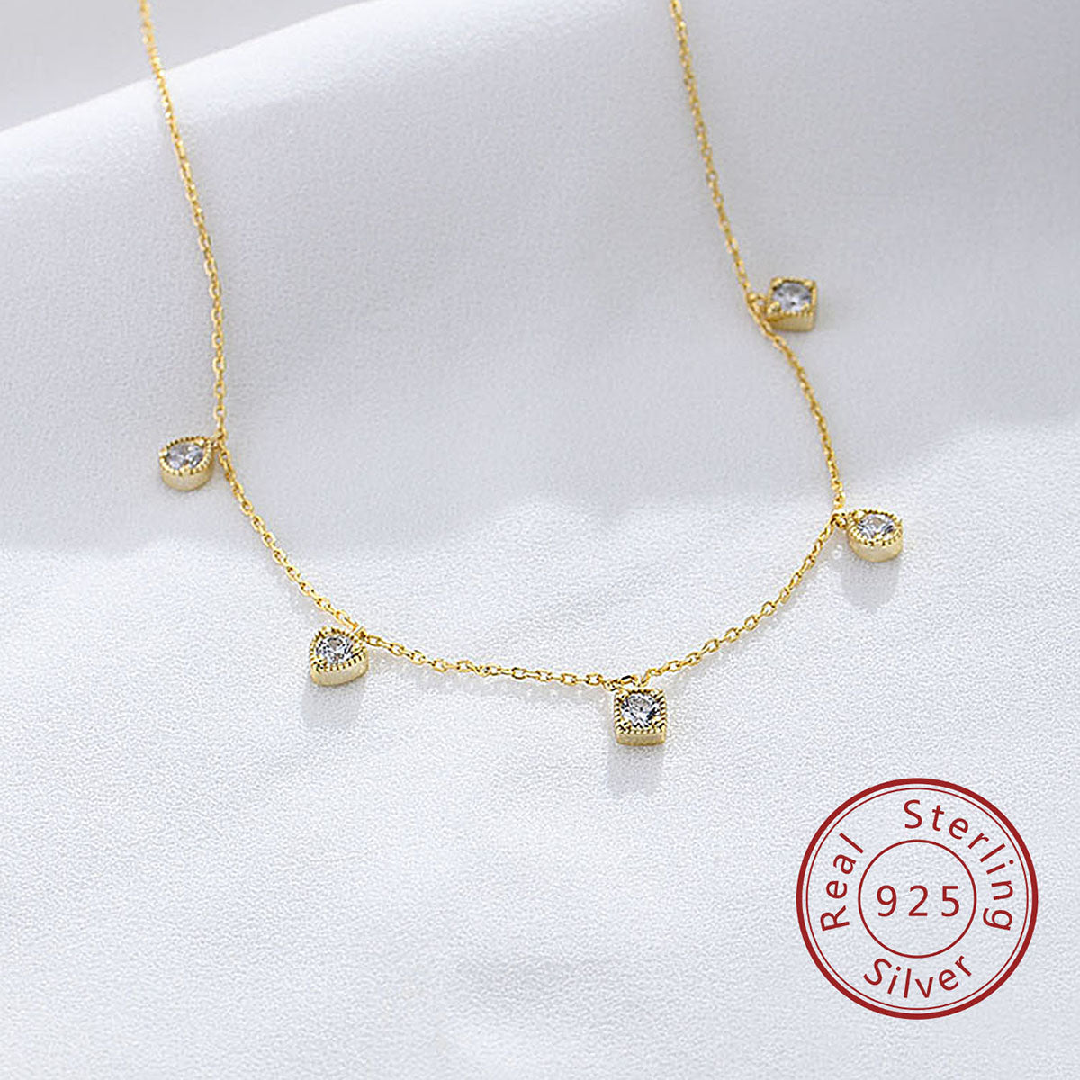 Tiny Multi-Charms Choker Geometric Zircon Necklace