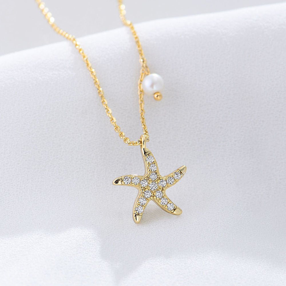 Personality Pendant Summer Starfish Fresh Water Pearl Necklace
