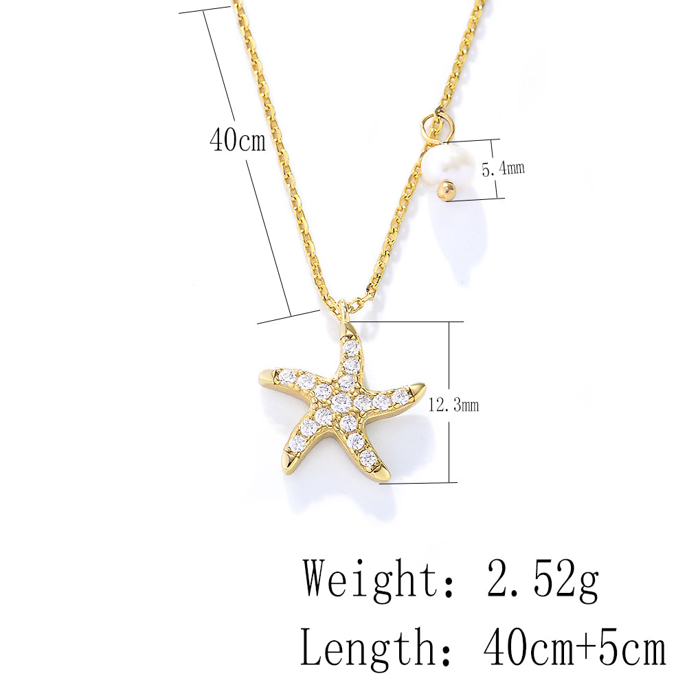 Personality Pendant Summer Starfish Fresh Water Pearl Necklace