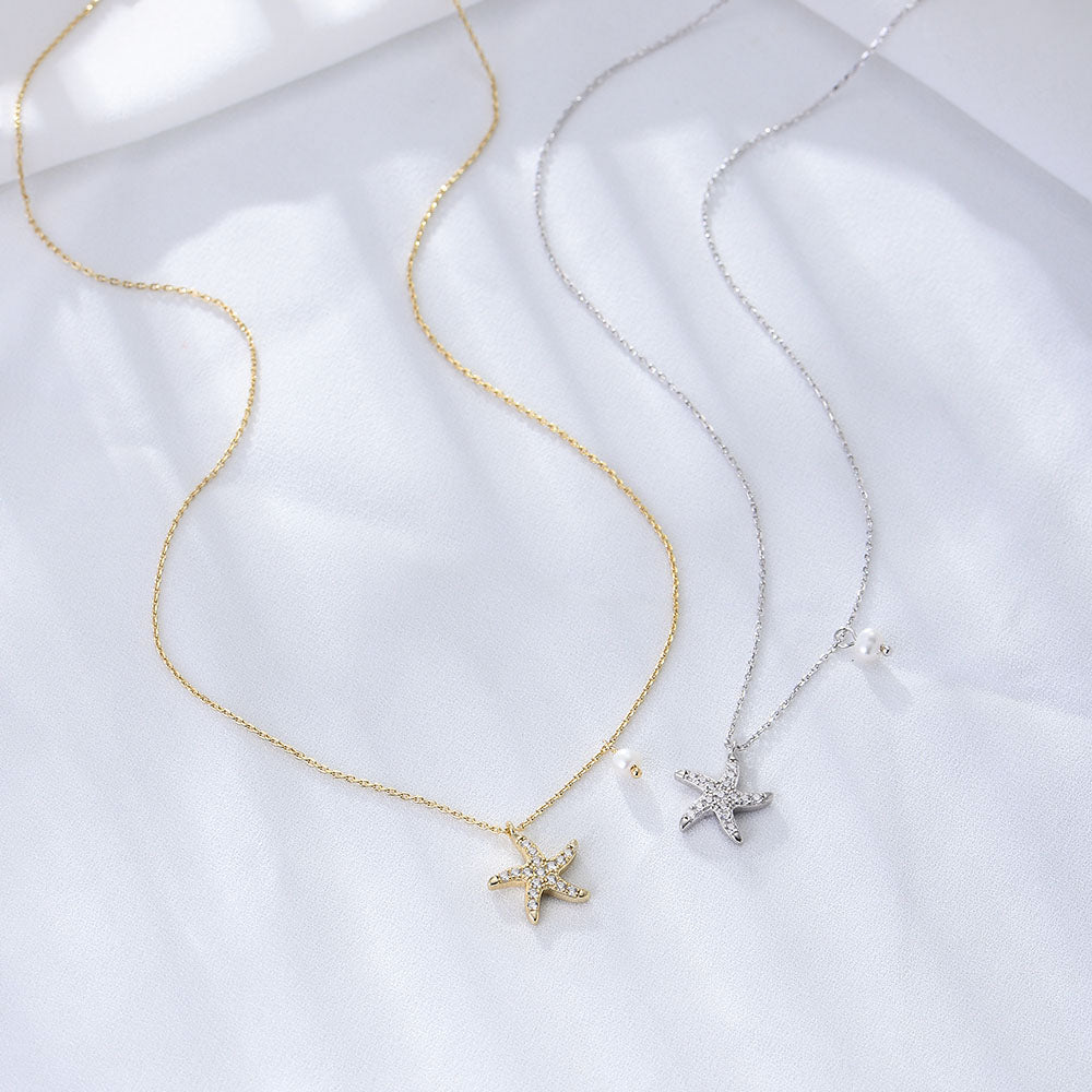 Personality Pendant Summer Starfish Fresh Water Pearl Necklace