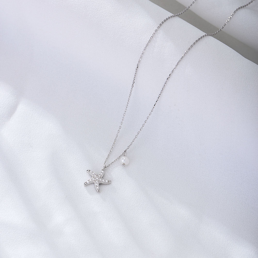 Personality Pendant Summer Starfish Fresh Water Pearl Necklace
