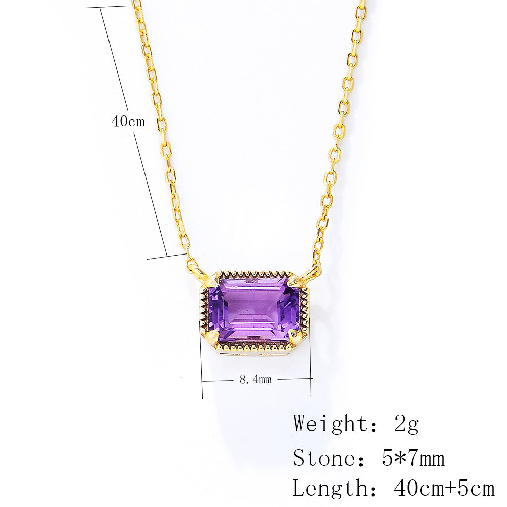 Dainty Fine Jewelry Amethyst Charm Necklace