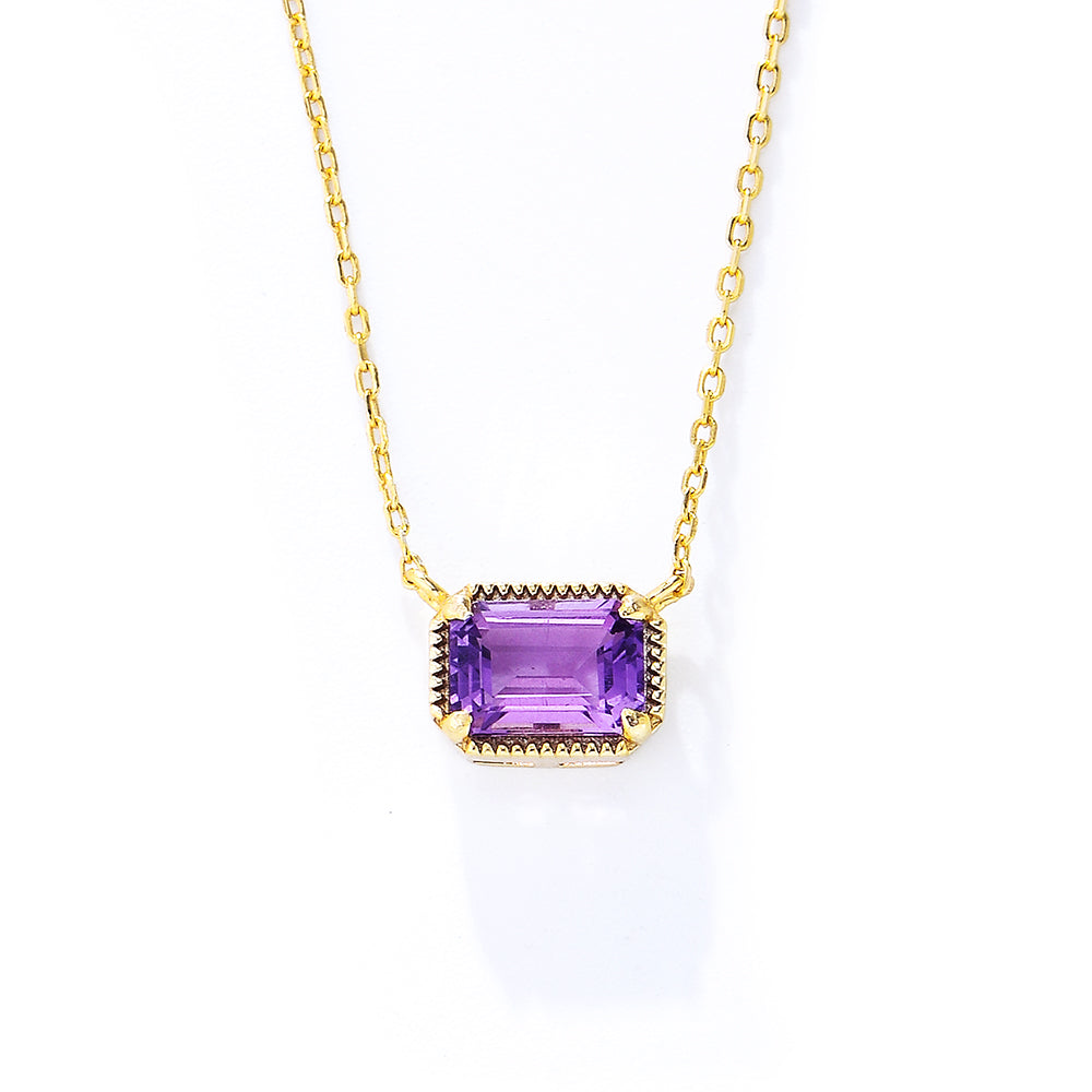 Dainty Fine Jewelry Amethyst Charm Necklace