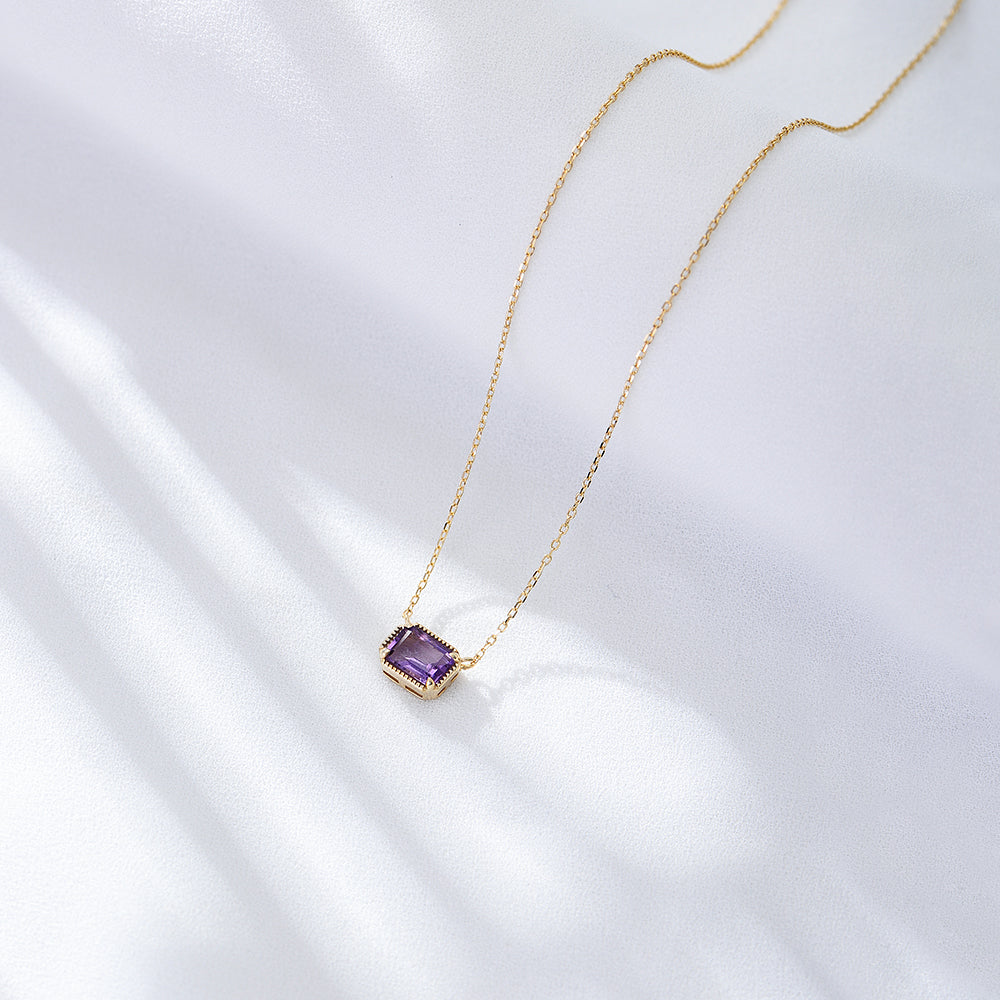 Dainty Fine Jewelry Amethyst Charm Necklace