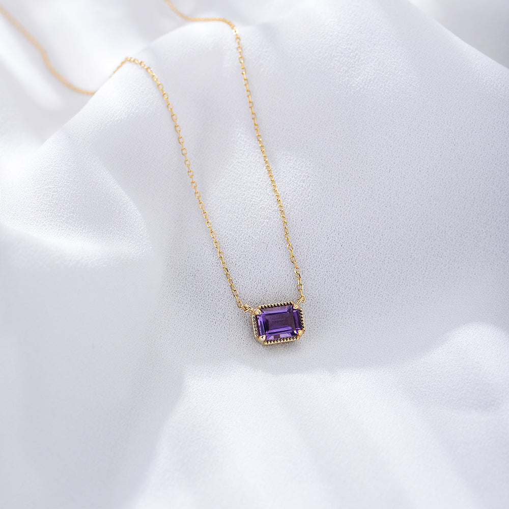 Dainty Fine Jewelry Amethyst Charm Necklace