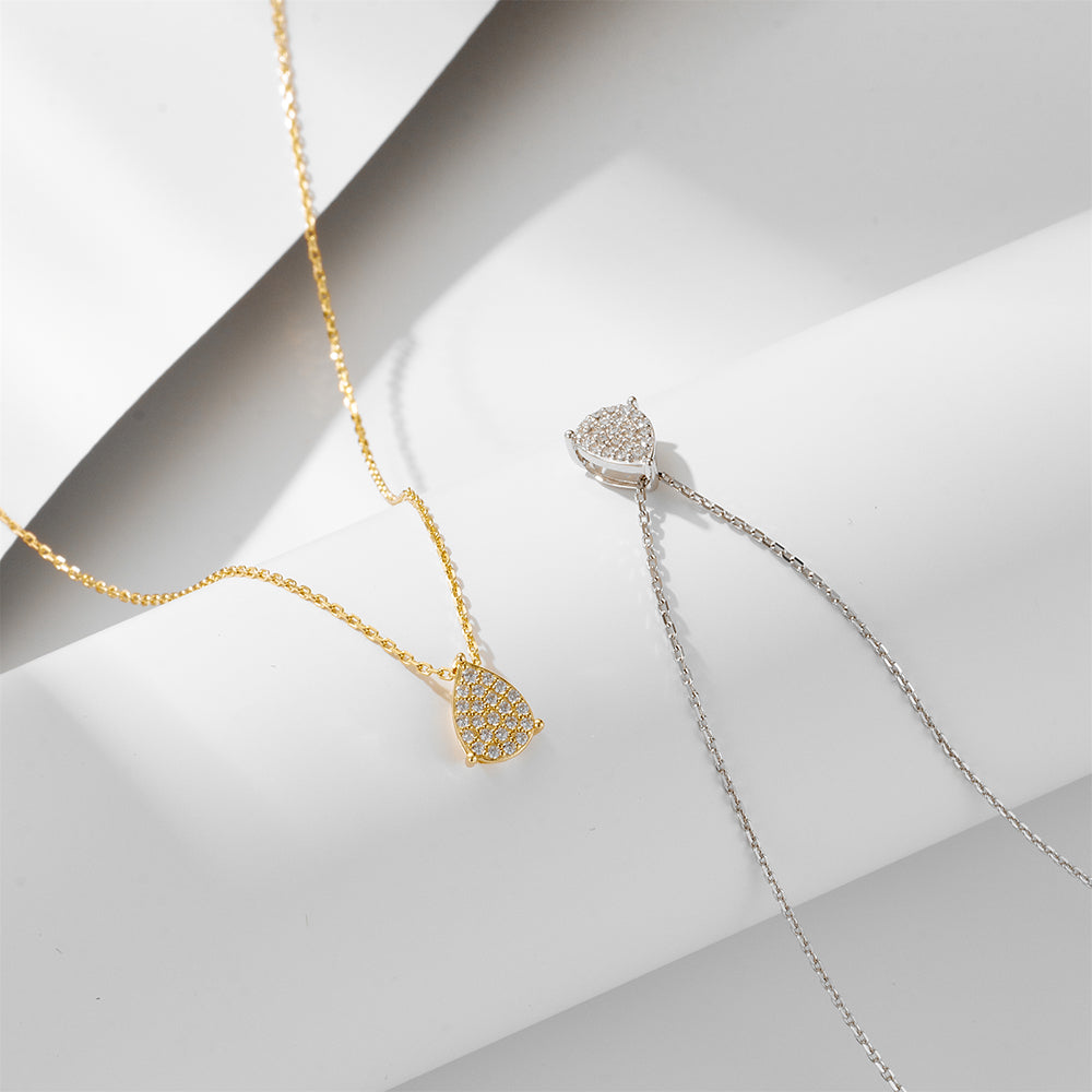 Luxury Water Drop Pendant Pave Cubic Zircon Necklace Jewelry