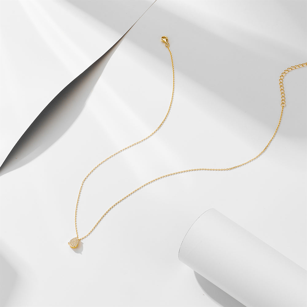 Luxury Water Drop Pendant Pave Cubic Zircon Necklace Jewelry