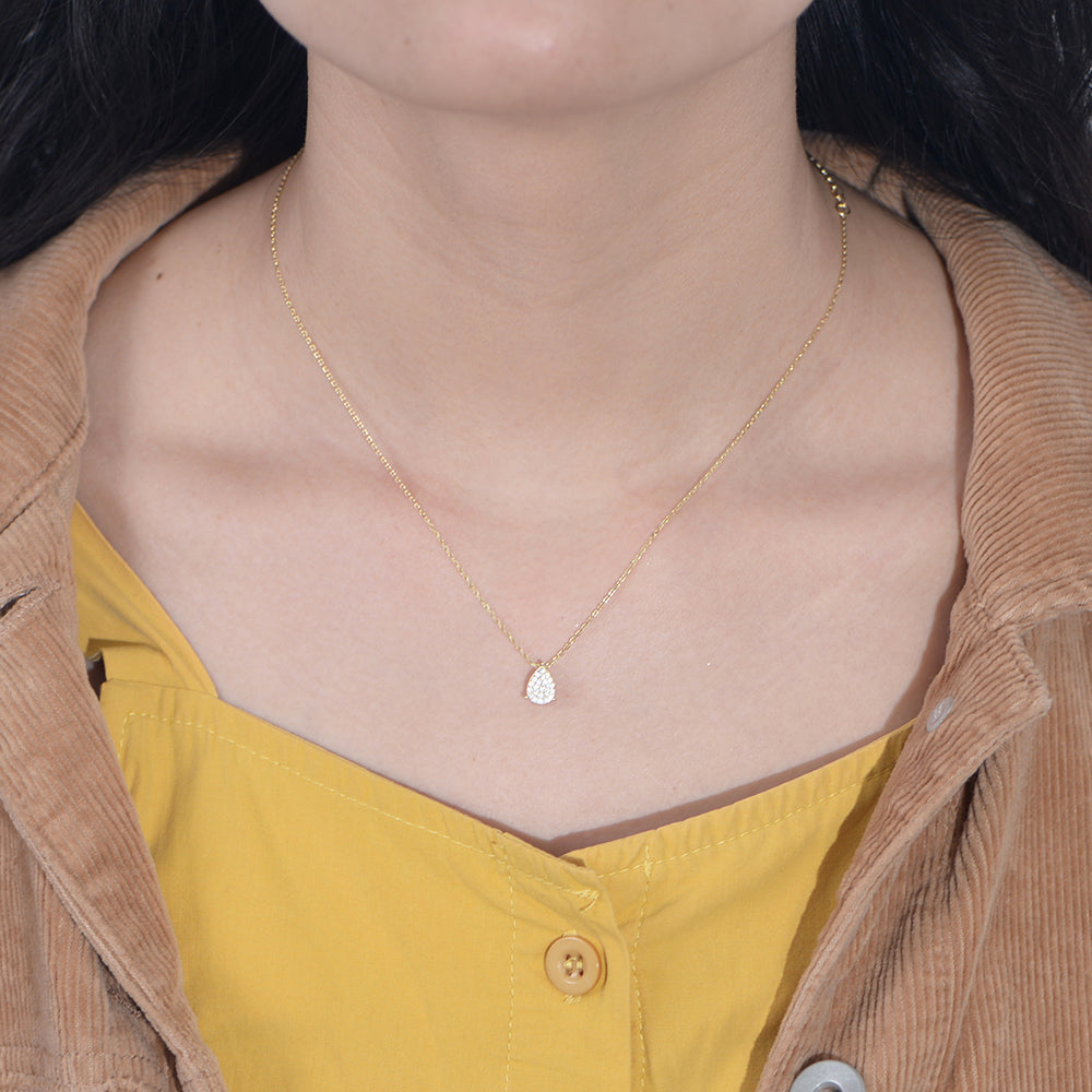 Luxury Water Drop Pendant Pave Cubic Zircon Necklace Jewelry
