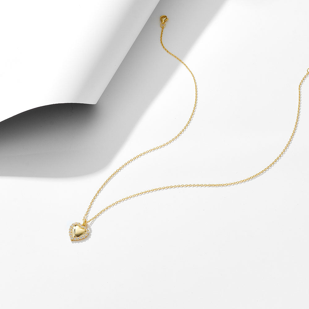 Romantic Fashion Jewelry Heart CZ Halo Necklace