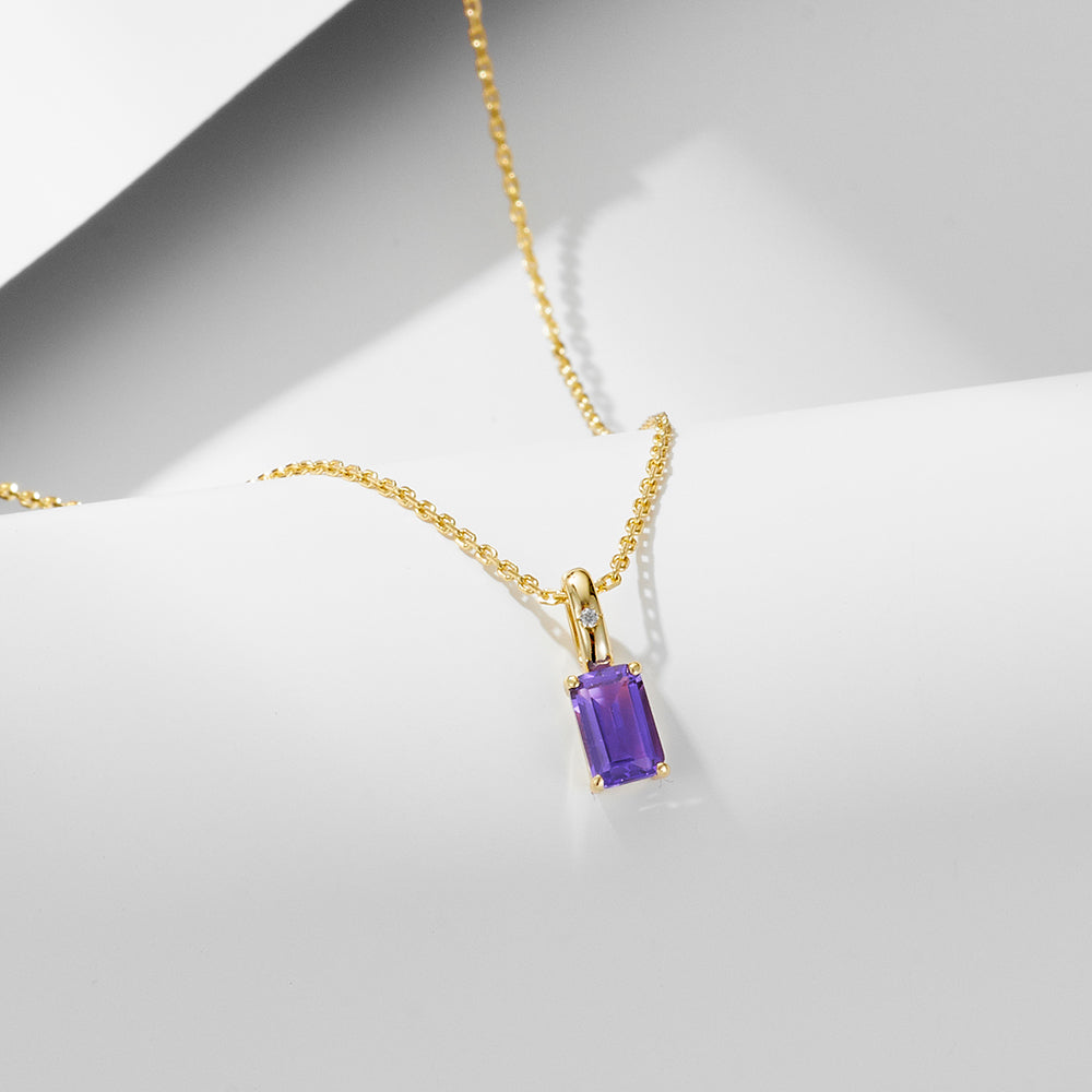 Dainty Solitaire Amethyst Peridot Pendant Necklace